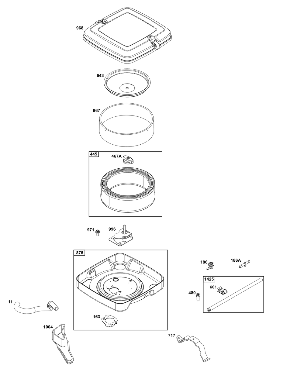 Air Cleaner Group Diagram and Parts List for 356447-3545-G1 200000 - 399999 Briggs and Stratton Engine